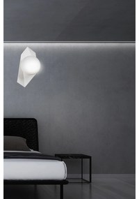 Applique Moderna 1 Luce Parvati In Acciaio Bianco E Sfera Vetro Opalino