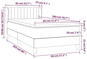 Giroletto a Molle con Materasso Grigio Scuro 80x200 cm Tessuto