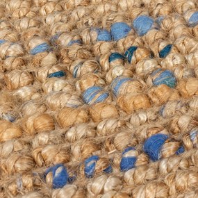 Passatoia blu/di colore naturale in iuta tessuta a mano 60x230 cm Jute Boucle Blue – Flair Rugs