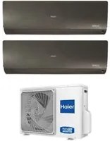 Climatizzatore Condizionatore Haier Dual Split Inverter serie FLEXIS PLUS BLACK 7+12 con 2U40S2SM1FA R-32 Wi-Fi Integrato Colore Nero 7000+12000