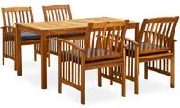 Set da Pranzo da Giardino 5 pz con Cuscini Massello di Acacia 3058088