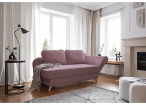 Chaise longue rosa polveroso (con penisola a destra) con rivestimento in velluto a coste Chic Charlotte – Miuform