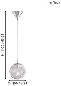 Eglo 93073 - Lampadario LUBERIO 1xE27/60W/230V Ø 25 cm