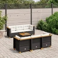 Set Divani da Giardino con Cuscini 7pz Nero Polyrattan 3261737