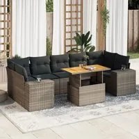 Set Divano da Giardino 8 pz con Cuscini Grigio in Polyrattan 3327350