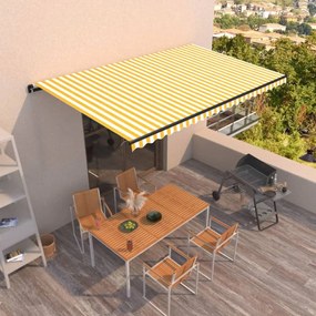 Tenda Da Sole Retrattile Manuale 500x350 Cm Gialla E Bianca /