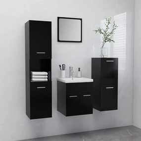 Set Mobili Da Bagno Nero İn Legno Multistrato /
