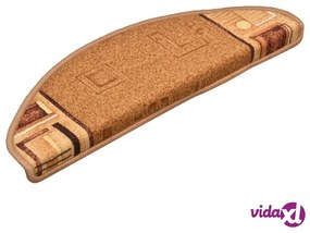 vidaXL Tappetini Autoadesivi per Scale 15 pz Beige 65x21x4 cm