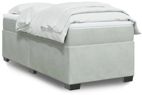 Giroletto A Molle Con Materasso Grigio Chiaro 90x200 Cm Velluto /