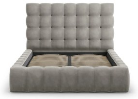 Letto matrimoniale imbottito grigio chiaro con vano contenitore con griglia 160x200 cm Bali - Cosmopolitan Design