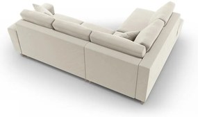 Divano angolare beige allungabile e con contenitore (con penisola a sinistra/a L) con rivestimento in velluto Kyoto – Cosmopolitan Design