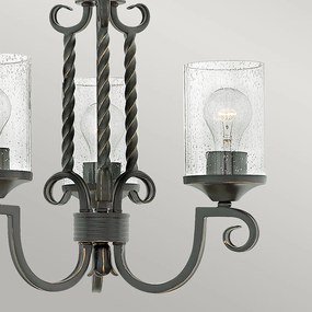 Lampadario Industrial Nordico Casa Alluminio Nero Antico Vetro 3 Luci E27