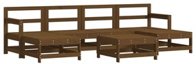 Set divani da giardino 7 pz con cuscini in legno massello miele