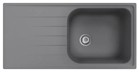 Lavello sopratop 1 vasca con gocciolatoio laterale destro o sinistro DELINIA Elba quarzo L 50 x L 100 cm grigio