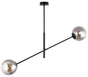 Lampadario da Soffitto in Acciaio e Vetro LINEAR 2 Nero 2xE14