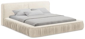 Letto matrimoniale imbottito color crema con contenitore e rete inclusi 180x200 cm Keoni – Makamii