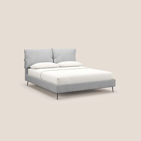 Artemisia letto imbottito con piedini alti sfoderabile in tessuto smacchiabile T17 grigio