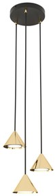 Lampadario a Sospensione in Acciaio ELIT 3 PREMIUM Nero e Oro 3xGX53