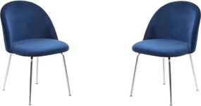 Sedia da pranzo in velluto Ottanio con gambe in metallo Cromo - PARIS 2 sedie
