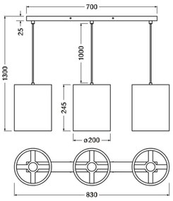 Ledvance - Lampadario a sospensione con filo DECOR CARDBOARD 3xE27/15W/230V
