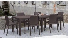 Tavolo da esterno Dmains, Tavolo rettangolare allungabile da pranzo, Tavolo da giardino estensibile effetto rattan, 100% Made in Italy, 150x90h72 cm, Marrone