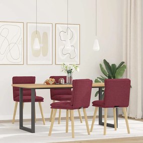 Sedie Da Pranzo 4 Pz Rosso Vino İn Tessuto /