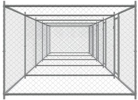 Gabbia per cani con porte grigia 10x2x1,5 m in acciaio zincato