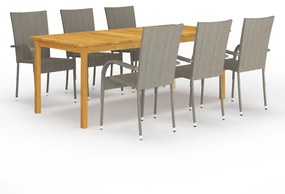 Set mobili da pranzo per giardino 7 pz grigio