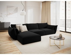 Divano angolare nero (con penisola a sinistra/con chaise lounge) con rivestimento in velluto Vanda – Mazzini Sofas