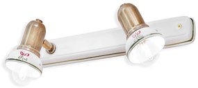 Applique Classica Savona Metallo E Ceramica Ottone Brunito 2 Luci E14