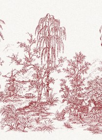 Jannelli & Volpi Carta da parati panoramica Mandalay - White Red Panel 1