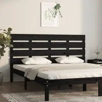 Testiera per Letto Nera 135x3x80 cm in Legno Massello di Pino 821376