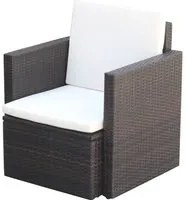 Sedia da Giardino con Cuscini in Polyrattan Marrone