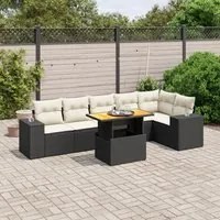 Set Divani da Giardino con Cuscini 7pz Nero Polyrattan 3272645