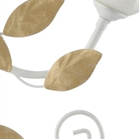 Plafoniera Arte Povera Cesto Metallo Bianco E Oro 3 Luci E14