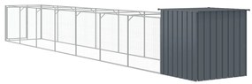 Casetta cani con corsa antracite 110x813x110 cm acciaio zincato