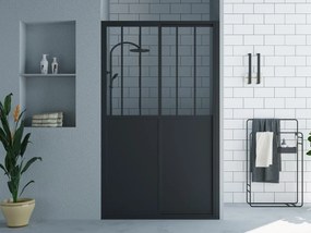 Porta per doccia scorrevole Nero opaco stile atelier 140 x 195 cm - URBANIK