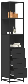 Armadietto Da Bagno Nero 35x37,5x166 Cm İn Legno Multistrato /