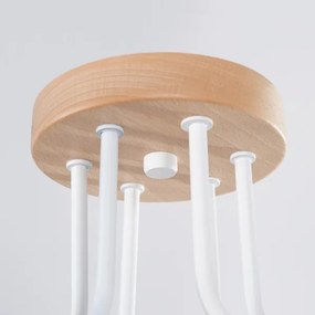 Sollux SL.1666 - Lampadario a plafone TIMBO 6xE27/15W/230V bianco/beige/faggio