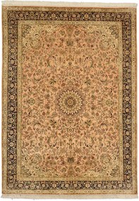 Cashmere Silk Tappeto 210 x 150 Beige (Indian) Annodato A Mano