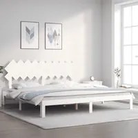 Giroletto con Testiera Bianco 200x200 cm in Legno Massello 3193747