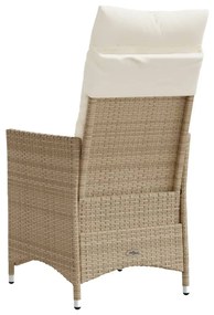 Sedie reclinabili da giardino 2pz con cuscini beige polyrattan