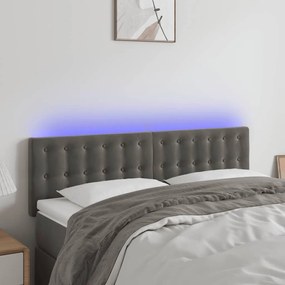 Testiera A Led Grigio Scuro 144x5x78/88 Cm İn Velluto /