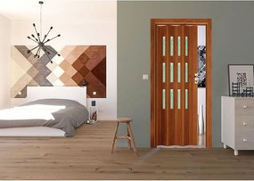 Porta a Soffietto da Interno 88,5x214 cm in PVC con Vetro Florance Ciliegio...