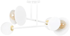 Plafoniera Moderna Inari Acciaio Bianco 4 Luci E27 Ip20