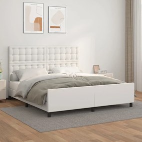 Giroletto Con Testiera Bianco 160x200 Cm İn Similpelle /