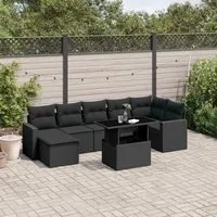 Set Divani da Giardino con Cuscini 8 pz Nero in Polyrattan 3267425