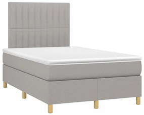 Letto a molle materasso e led grigio chiaro 120x200 cm tessuto