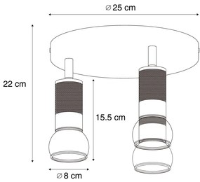 Faretto da soffitto rotondo bronzo scuro 3 luci orientabile - Veerle