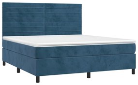 Letto a Molle con Materasso e LED Blu Scuro 180x200 cm